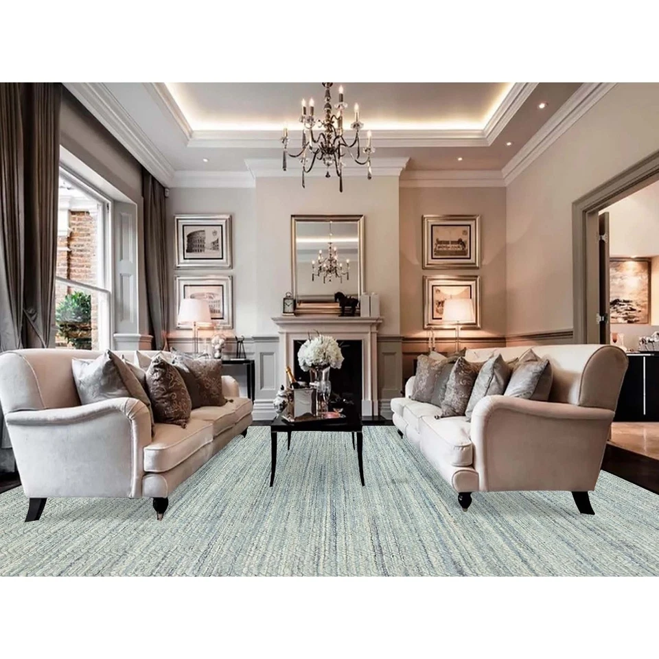 11'10"x11'10" Green Hand Loomed Wool Transitional Oriental Square Rug R62052 - Image 2 of 4