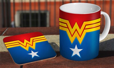 Wonder Woman Awesome - Keramik Kaffee/Teebecher + passender Untersetzer 