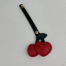 Cherry Bag Charm Keychain Key Fob Red Faux Leather New in Package