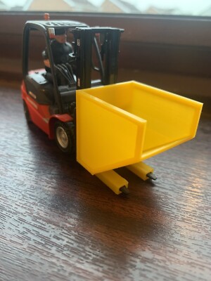 1/32 Yellow Forklift Builders Farm Skip Scratch Built Fits Britains Wiking  Siku UK - Main Image