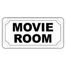 Movie Room Black Retro Vintage Style Metal Sign - 8 In X 12 In With Holes