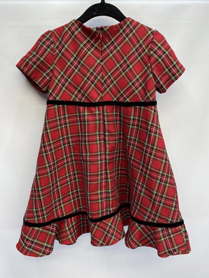 The Childrens Place Girls Sz 4 Christmas Dress Party Holiday Red Black Plaid - Image 2 of 4