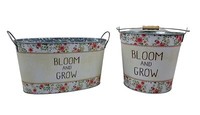 Blumentopf 2Er Set Metall Blumen ÜBertopf Pflanzwanne Garten Pflanztopf