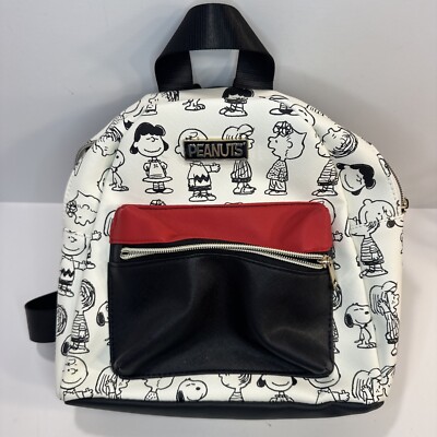 Peanuts Snoopy Charlie Brown Full Cast Bioworld Mini Backpack 'White/Red/Black' 