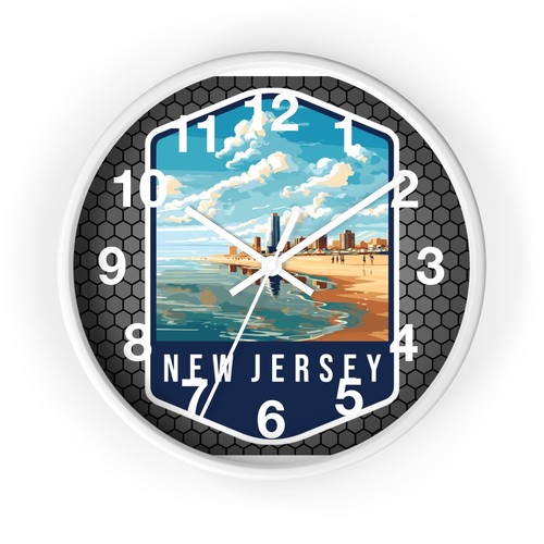 State Of New Jersey Skyline Art Wall Clock With Wood 3D Frame Colorful art - Picture 11 of 19