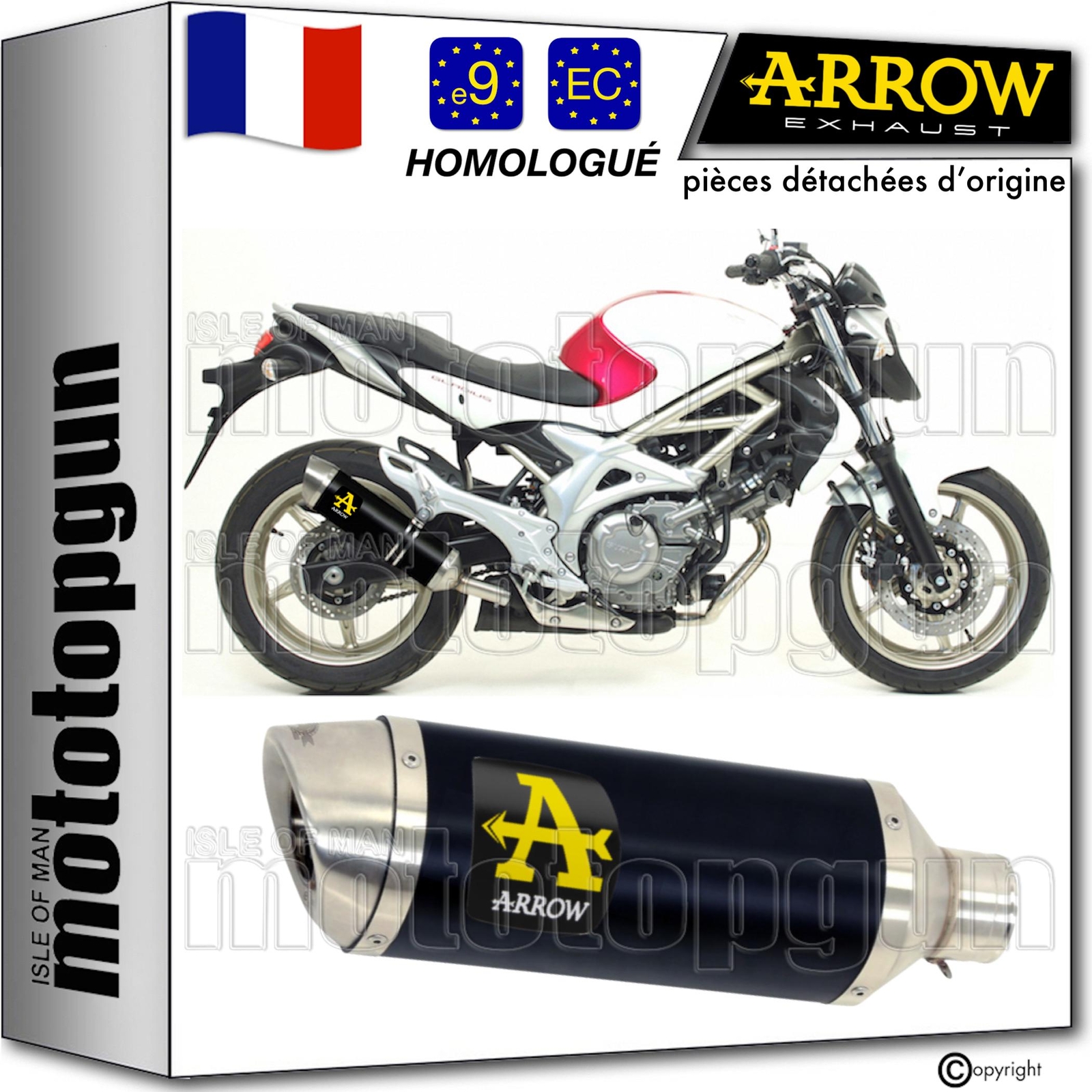 Pot echappement homologue avec chicane pour Suzuki Gladius 2009 noir