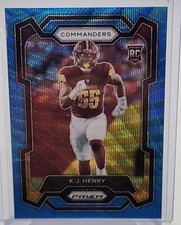 🔔174/199🔔K.J. HENRY 2023 Panini Prizm RC #400 Prizms BLUE WAVE Commanders