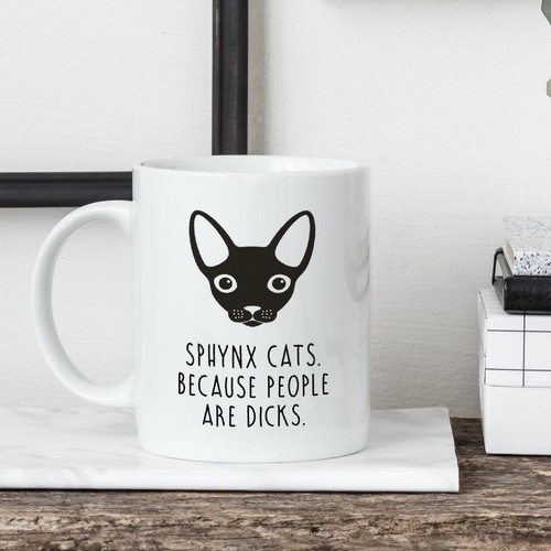 White Ceramic Funny Sphynx Cat Mug Parfect Gift For Christmas Birthday 330ml - Picture 2 of 2
