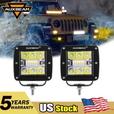 Auxbeam 3 Led Work Light Bar Amber White Strobe 6modes Driving Truck Atv Utv