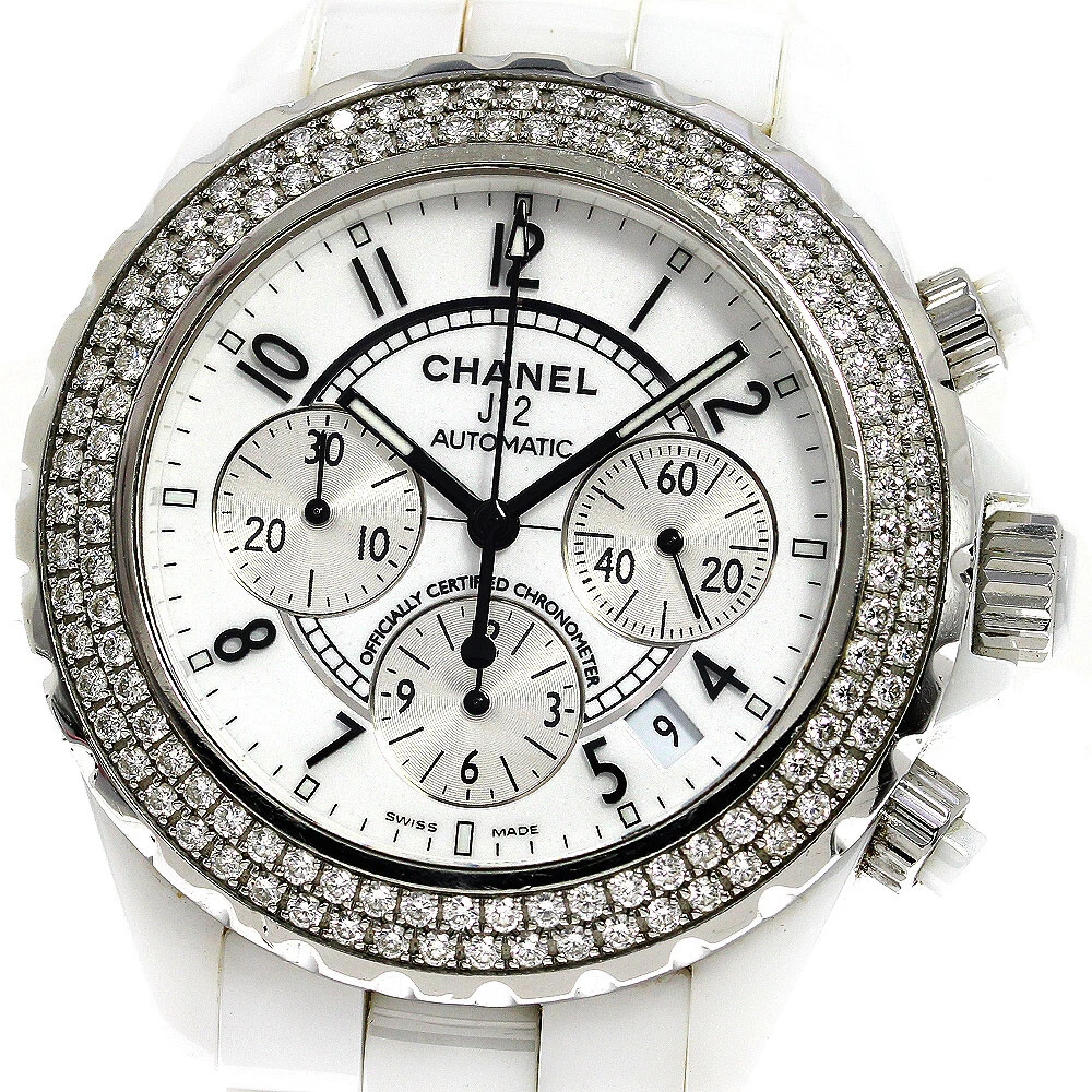 Chanel J12 H1008 White Ceramic Factory Diamond Bezel Unisex Watch 41MM, Chanel