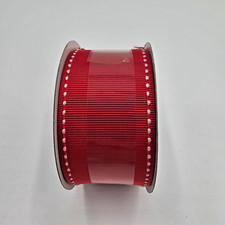 Celebrate It Wired Ribbon Red with White Stitched Edge 1.5" x 9' NEW