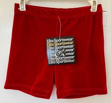 GK ELITE RED VELVET ADULT X-SMALL GYMNASTICS DANCE WORKOUT SHORTS Sz AXS NWT