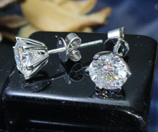 6.00 Ct Certified White Diamond Solitaire Studs-Great Shine  Luster, VIDEO