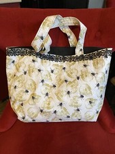 Hand Made Spider Web Skull Witch Tote Bag Purse Gold Black