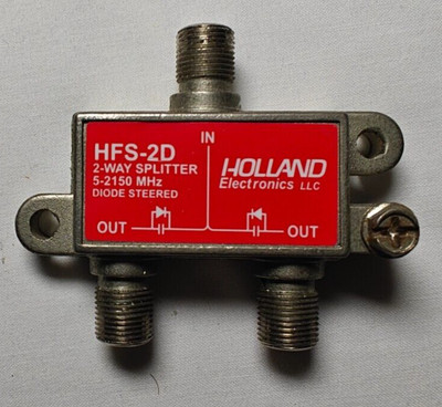 Holland HFS-3D 3-Way Coax Splitter - Dish Network Approved For Hopper & Joey, CATV/HDTV Compatible