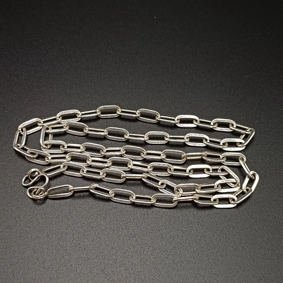 Collar Plata de Ley 925 Vintage Clip Cadena Clásico Minimalista 15.5" Foto 4 de 4