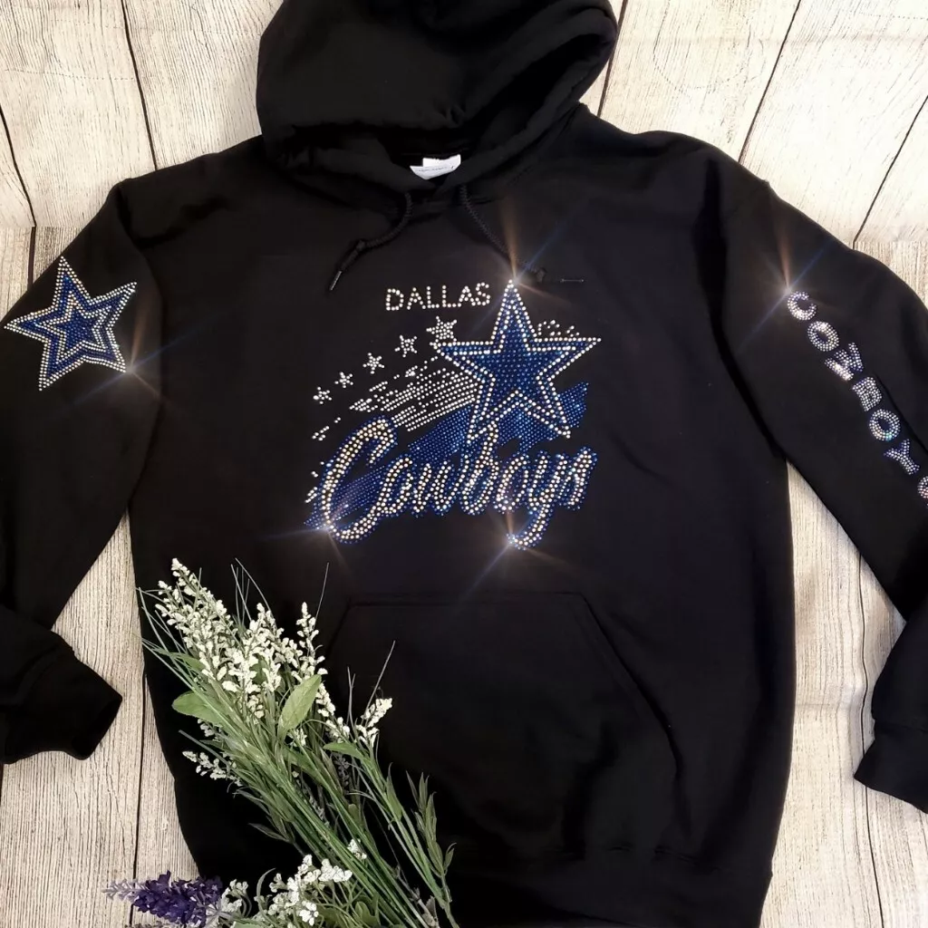 New Dallas Cowboys Hoodie Rhinestone Bling Sweatshirt Sz Sm - 5X Unisex