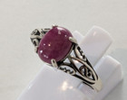 Beautiful 2.32Ct Mozambique Red Ruby Oval Cabochon Antique Silver Ring,New,Rare — photo 4