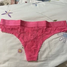 Victoria's Secret Waist logo Lace Thong Pink color Medium size