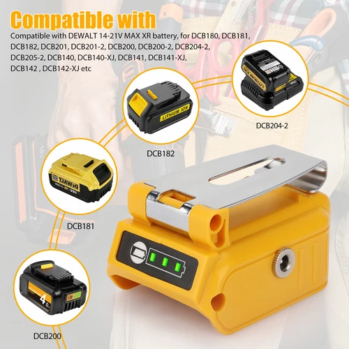 Dual USB Battery Charger Adapter Power Source Converter for Dewalt 14-21V Max US - Picture 7 of 10