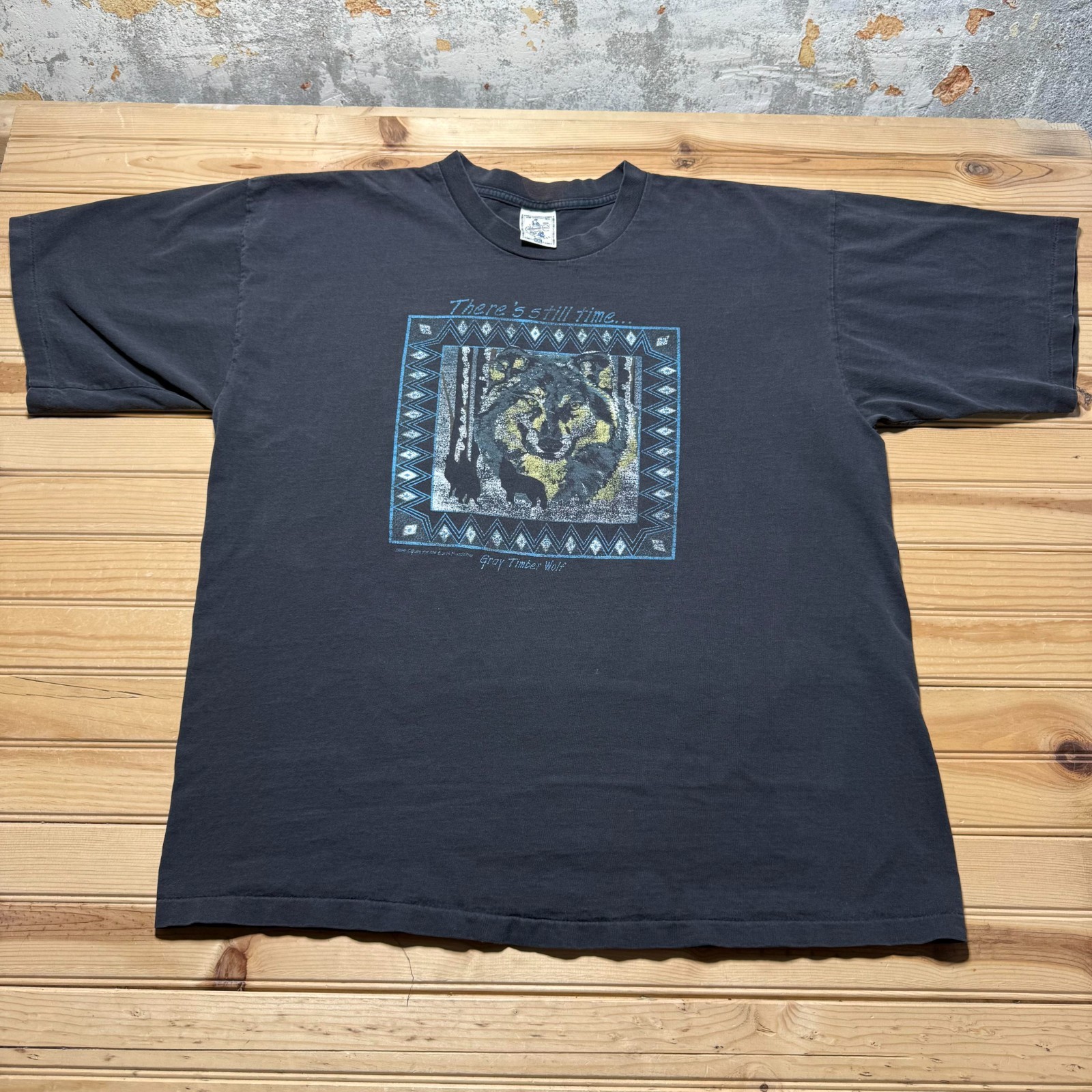 Vintage 1994 Gray Timber Wolf Wildlife Single Stitch Graphic T-Shirt USA - XXL