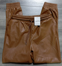 Forever 21 Joggers Adult Womens Medium Brown Drawstring Faux Leather Pants