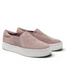 Vince Women Warren Suede Platform Slip On Sneakers Pink Suede Platform Size 9
