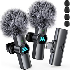 Leettus 2pcs Lavalier Wireless Microphone for Black Type-c/for iphone 15