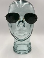 Vintage Giogio Armani 681 1144 Aviator Sunglasses Etched GA Green Lenes