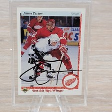 1990 91 Upper Deck Detroit Red Wings Jimmy Carson Center Hockey Card Signed