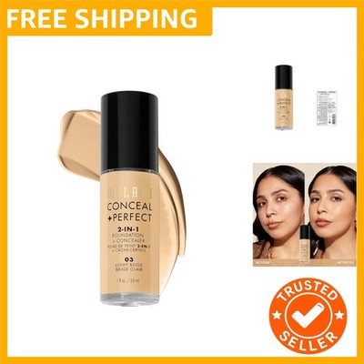 Conceal + Perfect Liquid Foundation - Light Beige, 1 Fl. Oz. Cruelty-Free, Wa...
