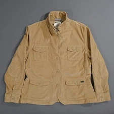L.L. Bean Button Up Corduroy Blazer Jacket Womens Size L PET Beige Light Almond