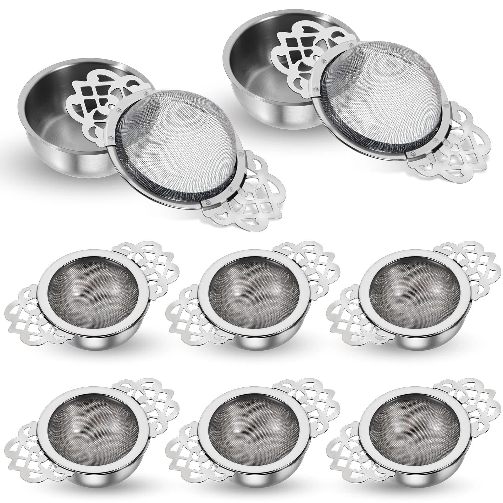 8 Pack 304 Stainless Steel Tea Drain Strainer, Tea Filter Mesh, Tea Drip Bowl...
