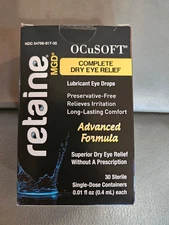 OCuSOFT Retaine MGD Complete Dry Eye Relief Lubricant Eye Drops 30 Count Box NEW