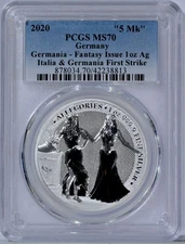 2020 Germania & Italia Fantasy Issue First Strike Silver Coin PCGS MS70