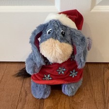 Disney Eeyore Christmas Plush Toy 11" Santa Hat Red Cape Winnie Pooh