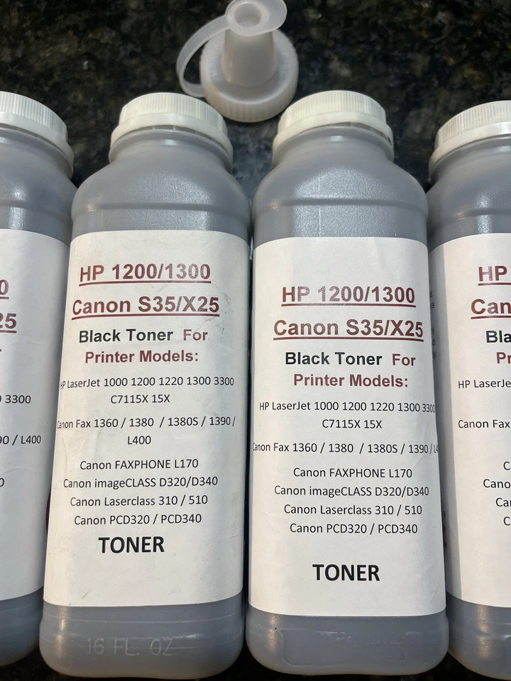 (4) Pack Botellas de Recarga de Tóner HP 1200 1300 Canon S35 X25 Foto 2 de 4