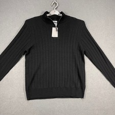Jason Wu 100 Merino Wool Sweater Mens XL Ribbed Quarter Zip Black Pullover NWT
