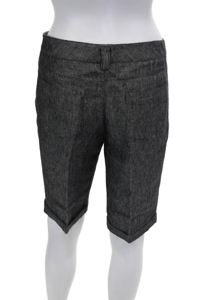 Bermudas Etro para mujer de lino frente plano con puños dobladillo gris talla 40 Foto 3 de 4