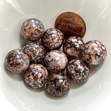 Czech Pressed Round Smooth Glass Beads 16mm Pearlized Brown Beige Specs 10pcs