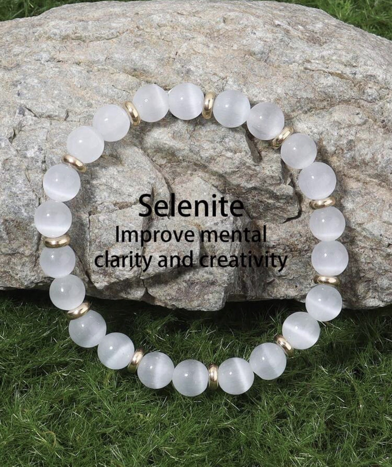 Sélénite blanche bracelet de prestige en pierres précieuses pour femme
