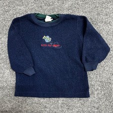 Carter's Sweatshirt Boys Size 2T Navy Blue Fleece Airplane USA Made Vintage