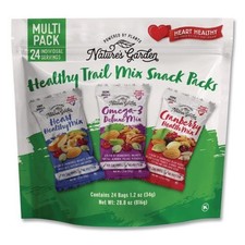 Nature's Garden Healthy Trail Mix Snack Packs, 1.2 oz Pouch, 24 Pouches/Carton