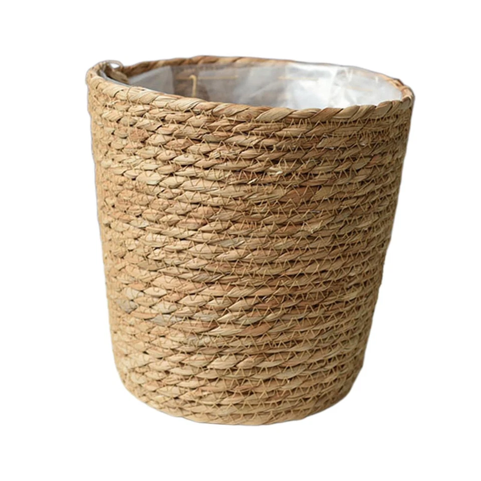 Plant Pots Woven Rattan Plant Pot Organizer with Liner for Decor Garden Home - Image 2 of 4