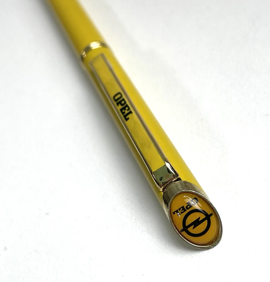Винтажная шариковая чернильная ручка с логотипом автомобиля Opel желтая - Изображение 3 из 4