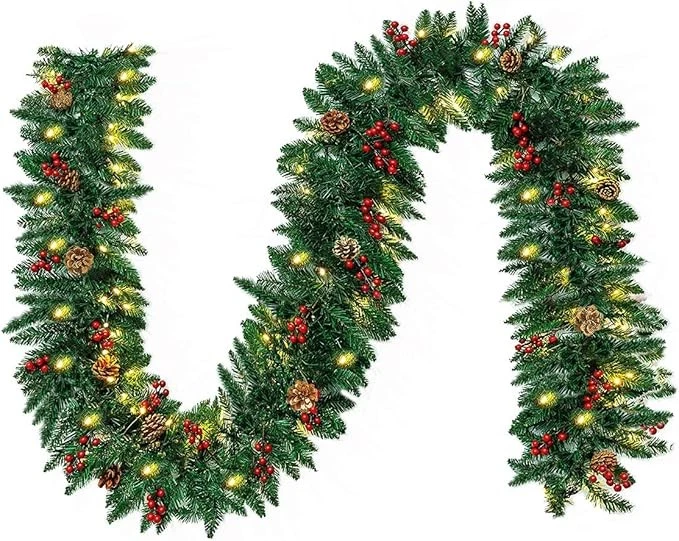 10Ft Prelit Christmas Garland Battery Operated Pine Garland with 50 LED Lights - Image 3 of 4