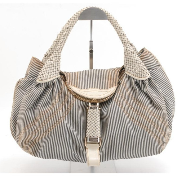 FENDI Spy Canvas, Leather White Shoulder Bag 2way Womens Italy Authentic