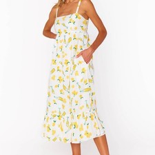 NWOT Show Me Your Mumu Summer Fling Cotton Lemon Midi Dress S