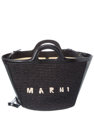 Marni Tropicalia Small Leather Tote Women's Black