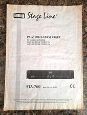 IMG STAGE LINE STA-700 PA STEREO AMPLIFIER AMP INSTRUCTIONAL MANUAL